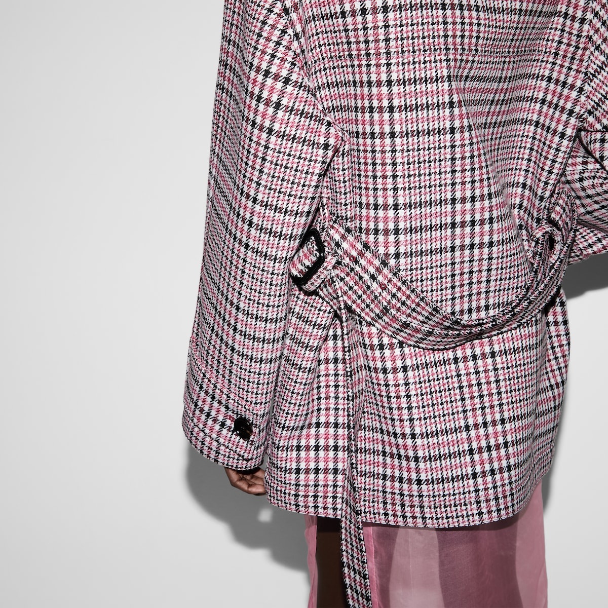Check wool crêpe jacket - 6