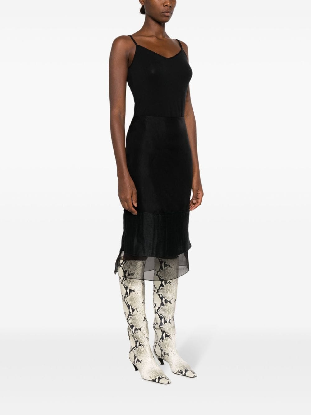 layered semi-sheer silk skirt - 3