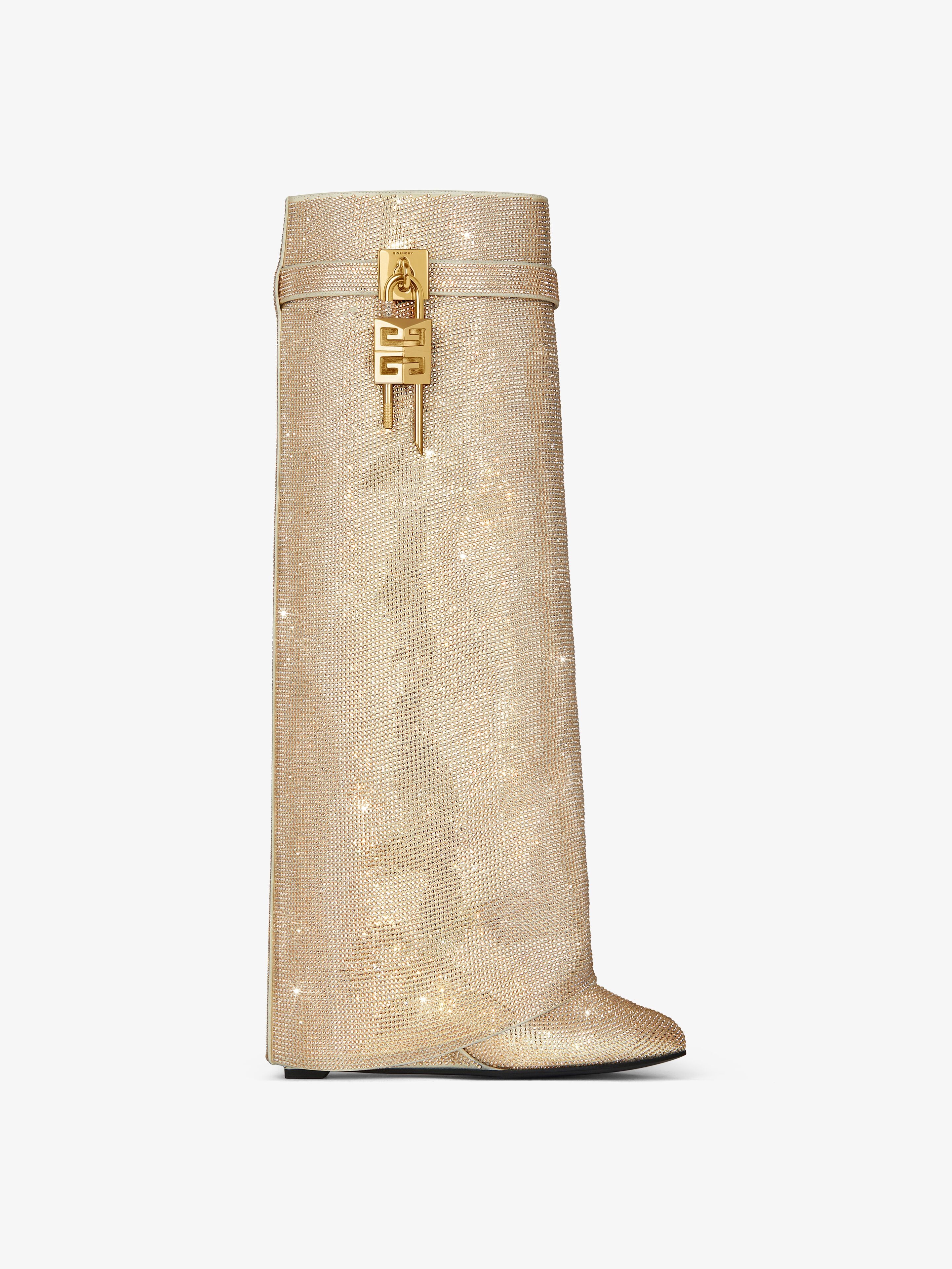GIVENCHY 4Gロック装飾 カーフ製 Shark Lockバイカーブーツ*GOLD Shark Lock boots in leather | Givenchy CA | Givenchy