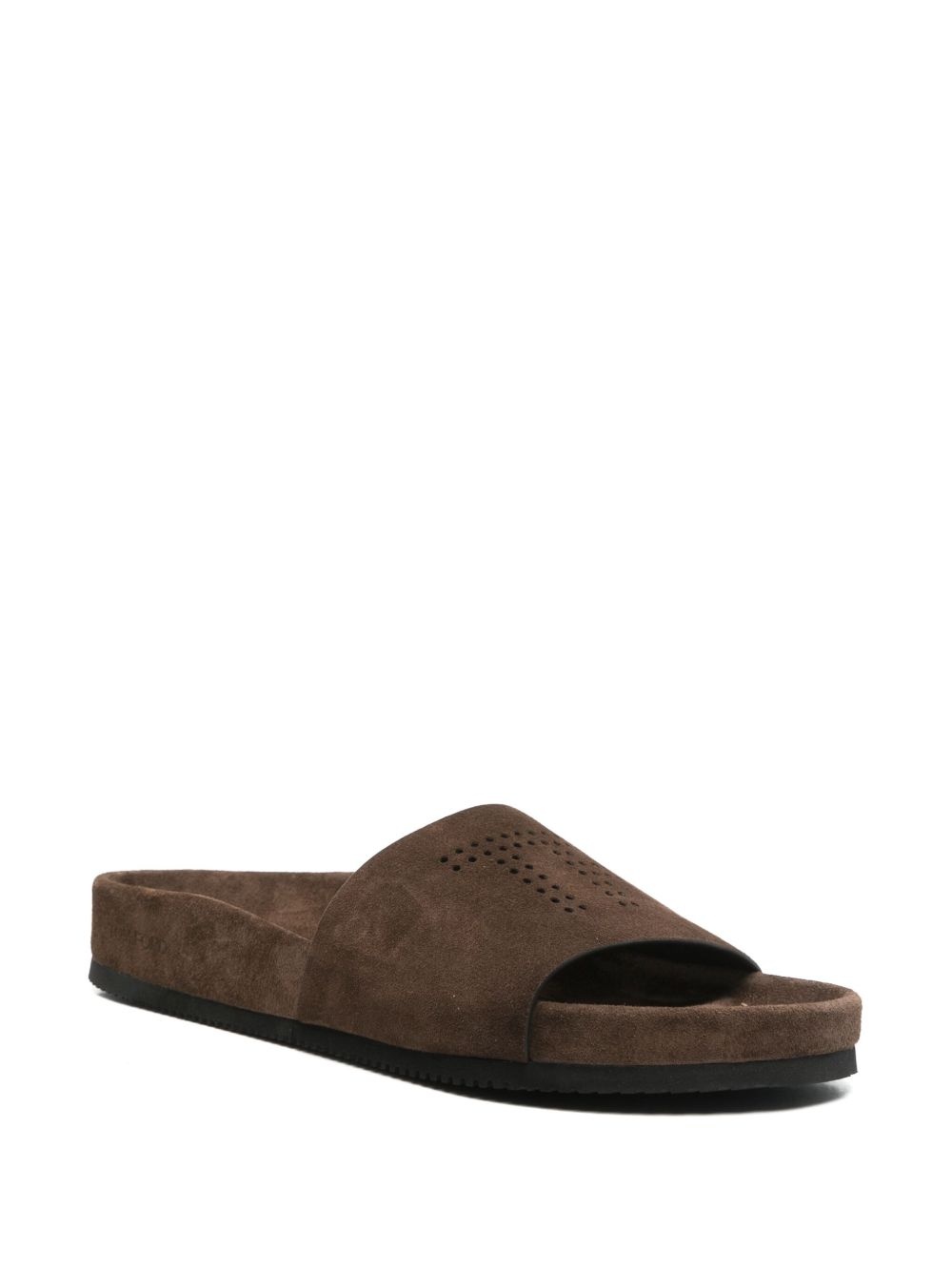 suede flat slides - 2