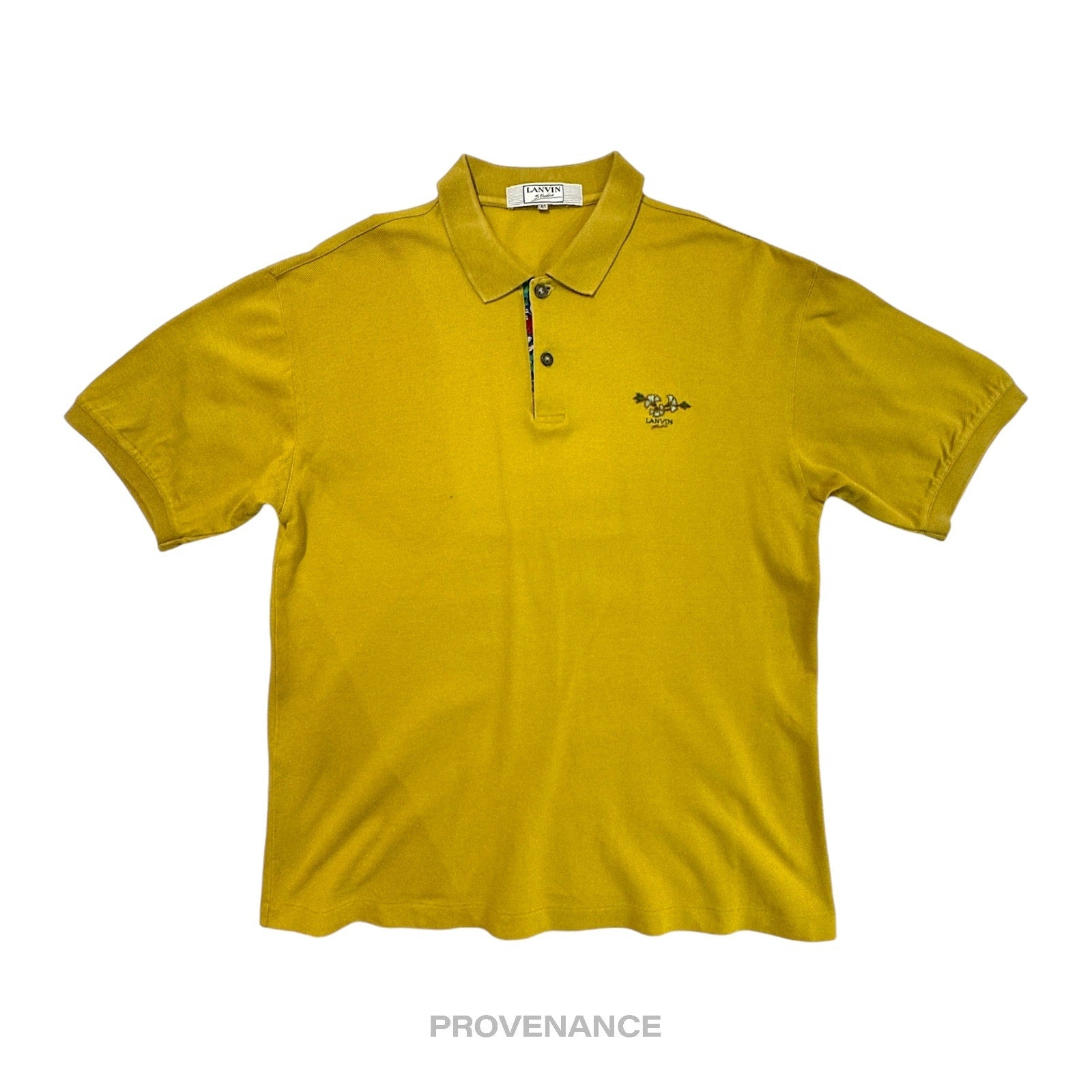Lanvin Studio Polo Shirt Logo Floral - Golden Olive - 1