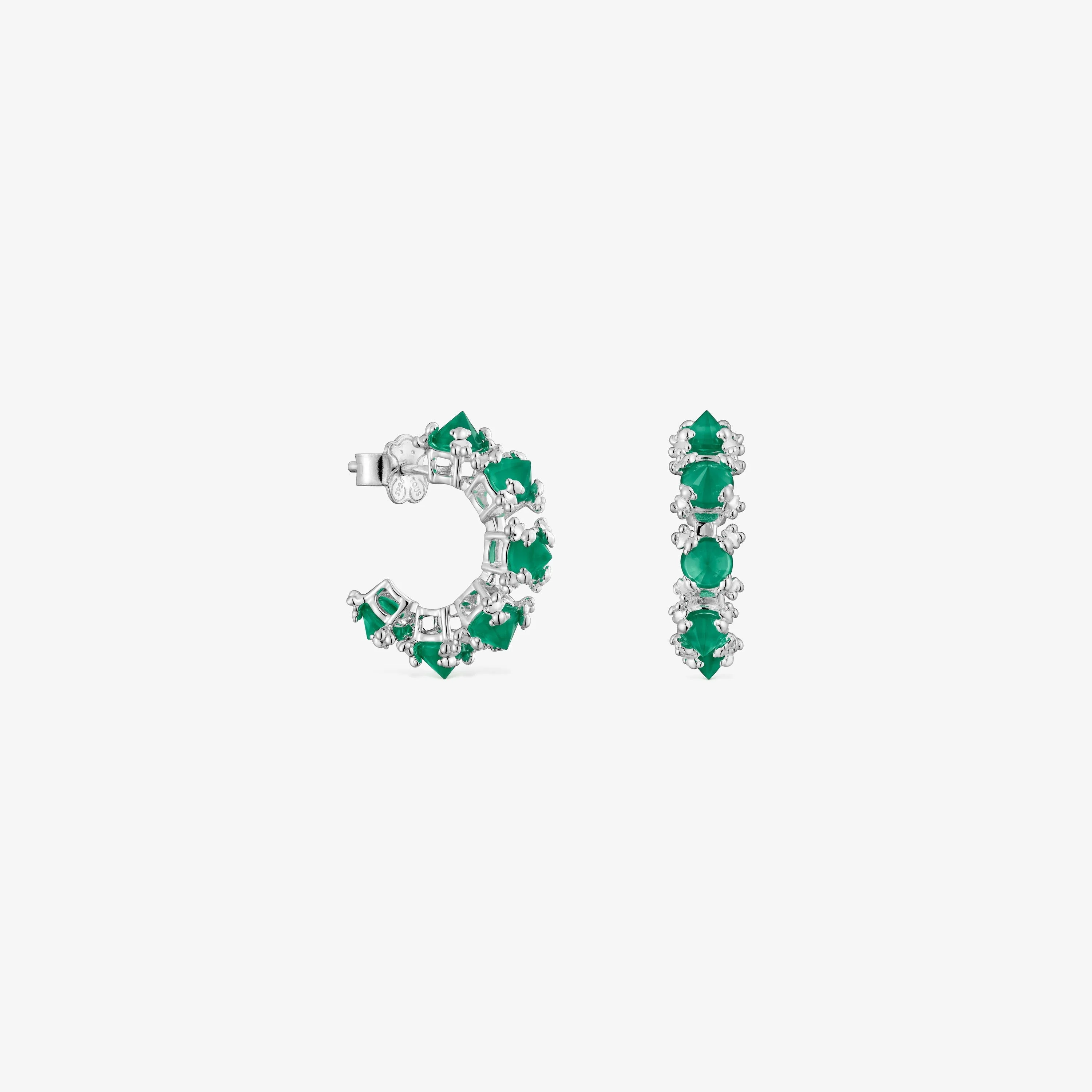 Silver Hoop earrings with chalcedony Color Pills - 1