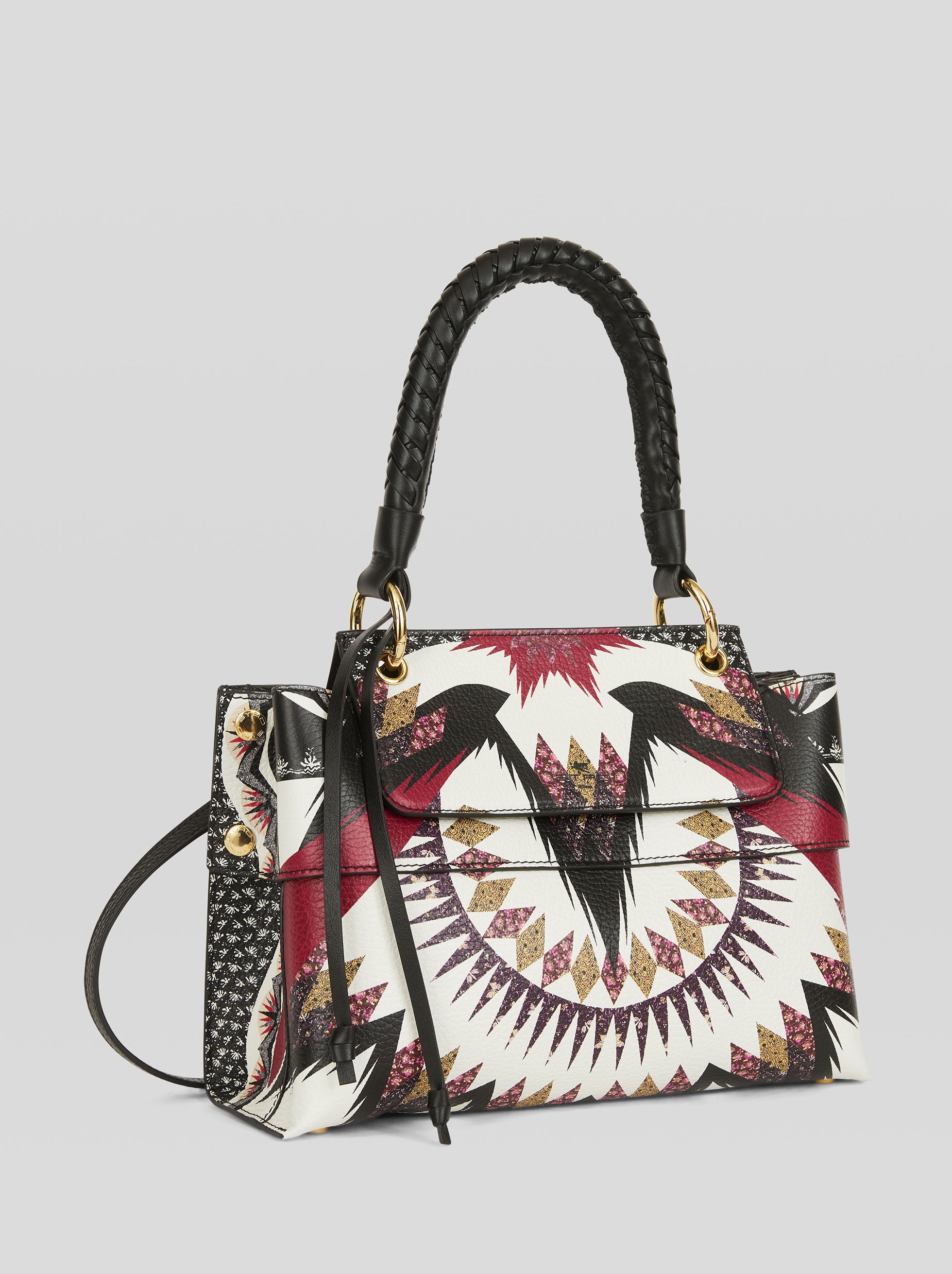 MEDIUM LEATHER BAG WITH GEOMETRIC PRINT - 5