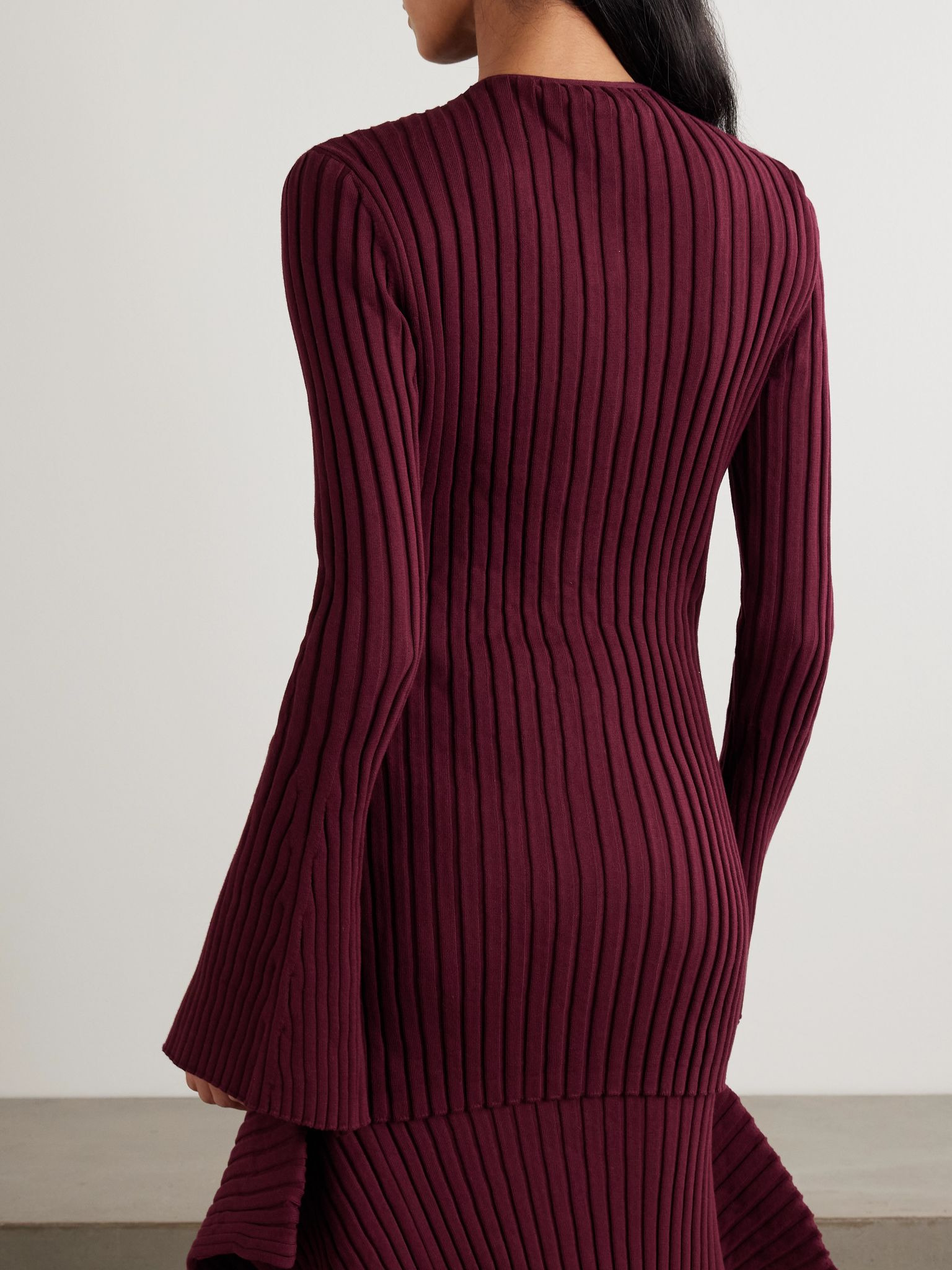 Ribbed organic cotton cardigan Burgundy - 4