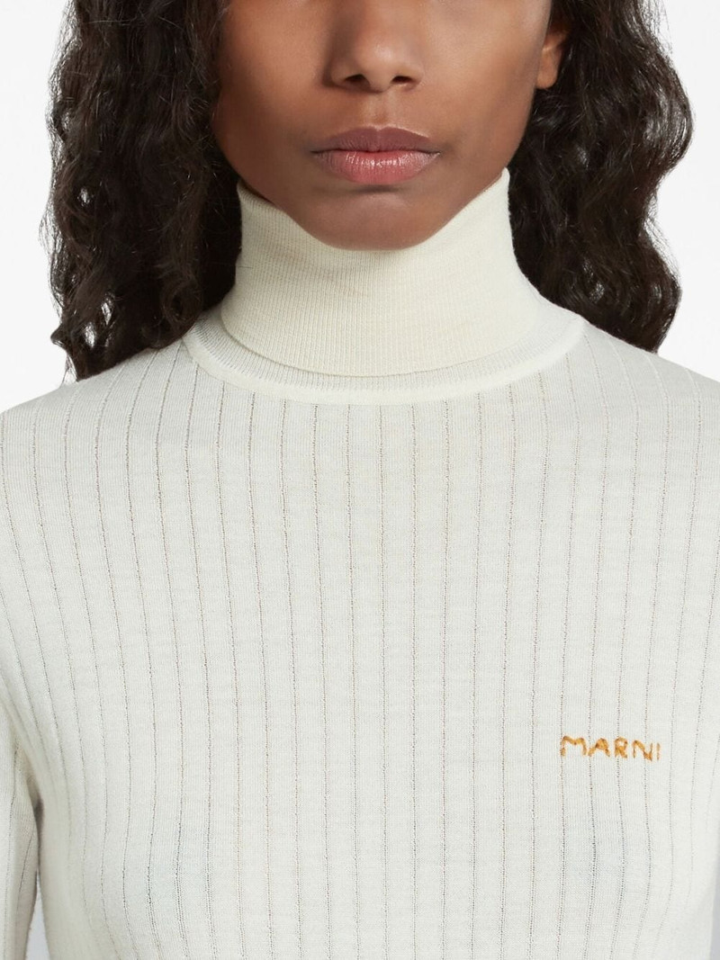 embroidered 로고 높은 목 늑골 스웨터 5