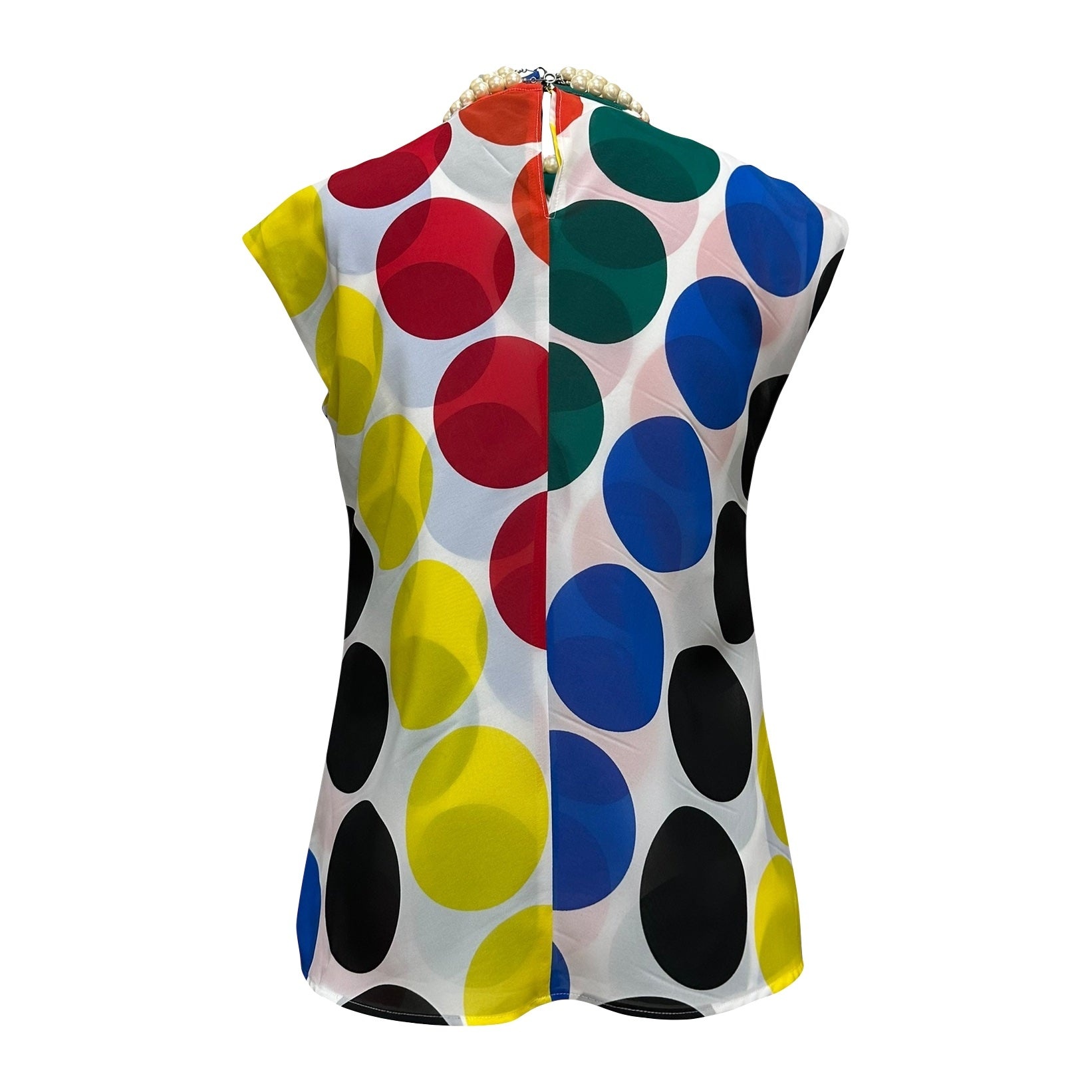 JUNYA WATANABE Spring Summer 2001 Pearl Embellished Polka Dot Sleeveless Top - 2