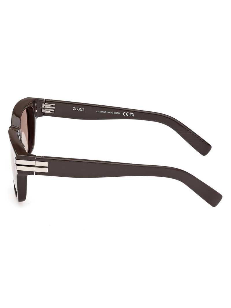 Men's 55MM Rectangular Sunglasses - Dark Brown Light Taupe 4