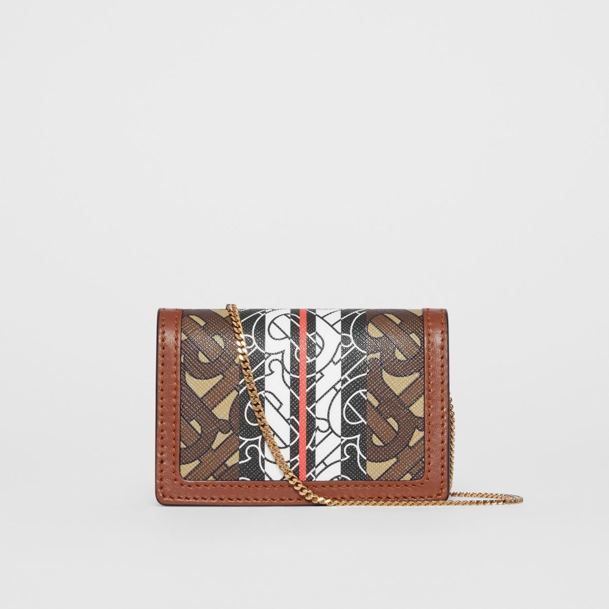 Monogram Stripe E-canvas Card Case with Strap - 8