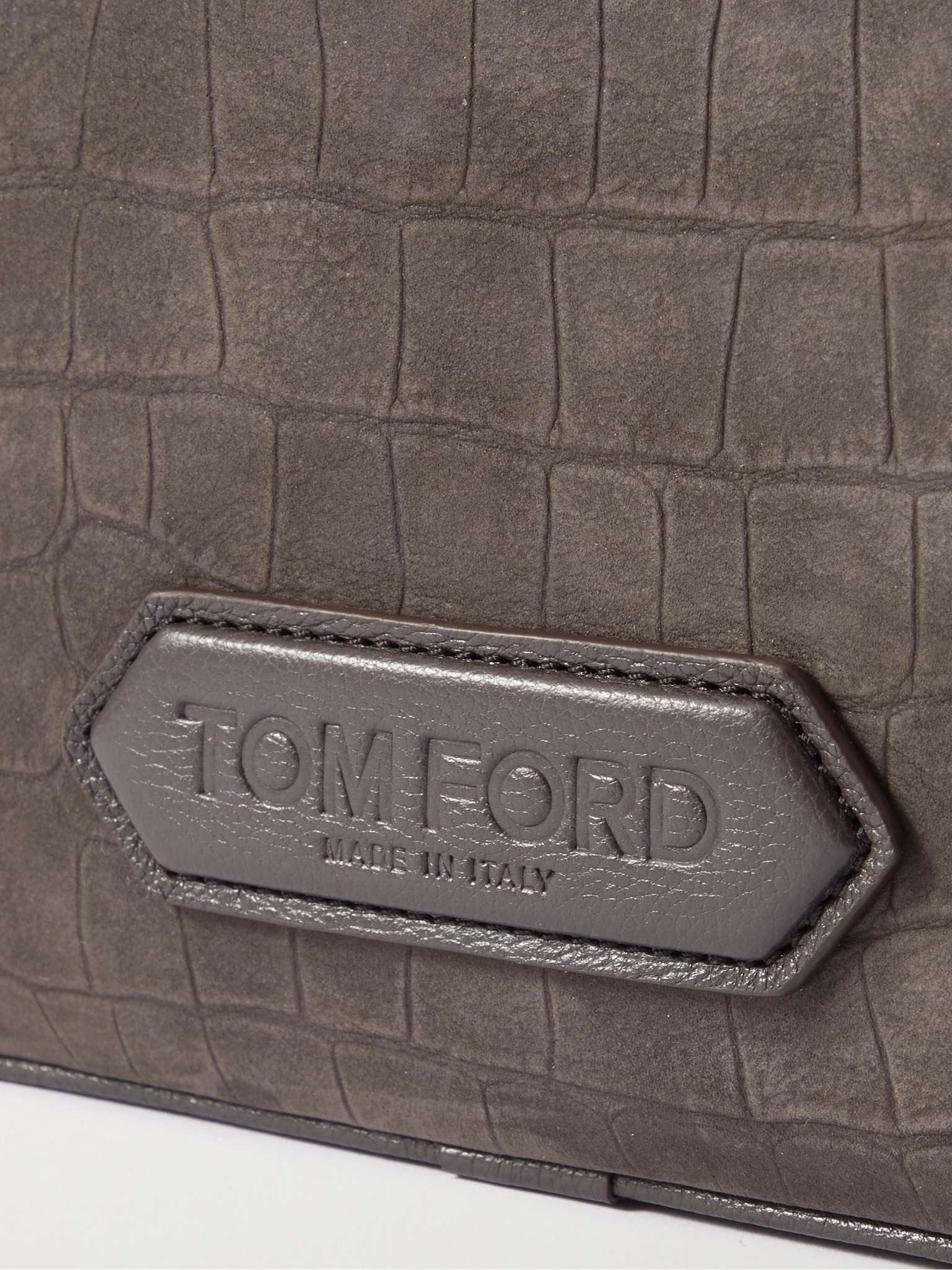 Croc-Effect Nubuck and Full-Grain Leather Messenger Bag - 5