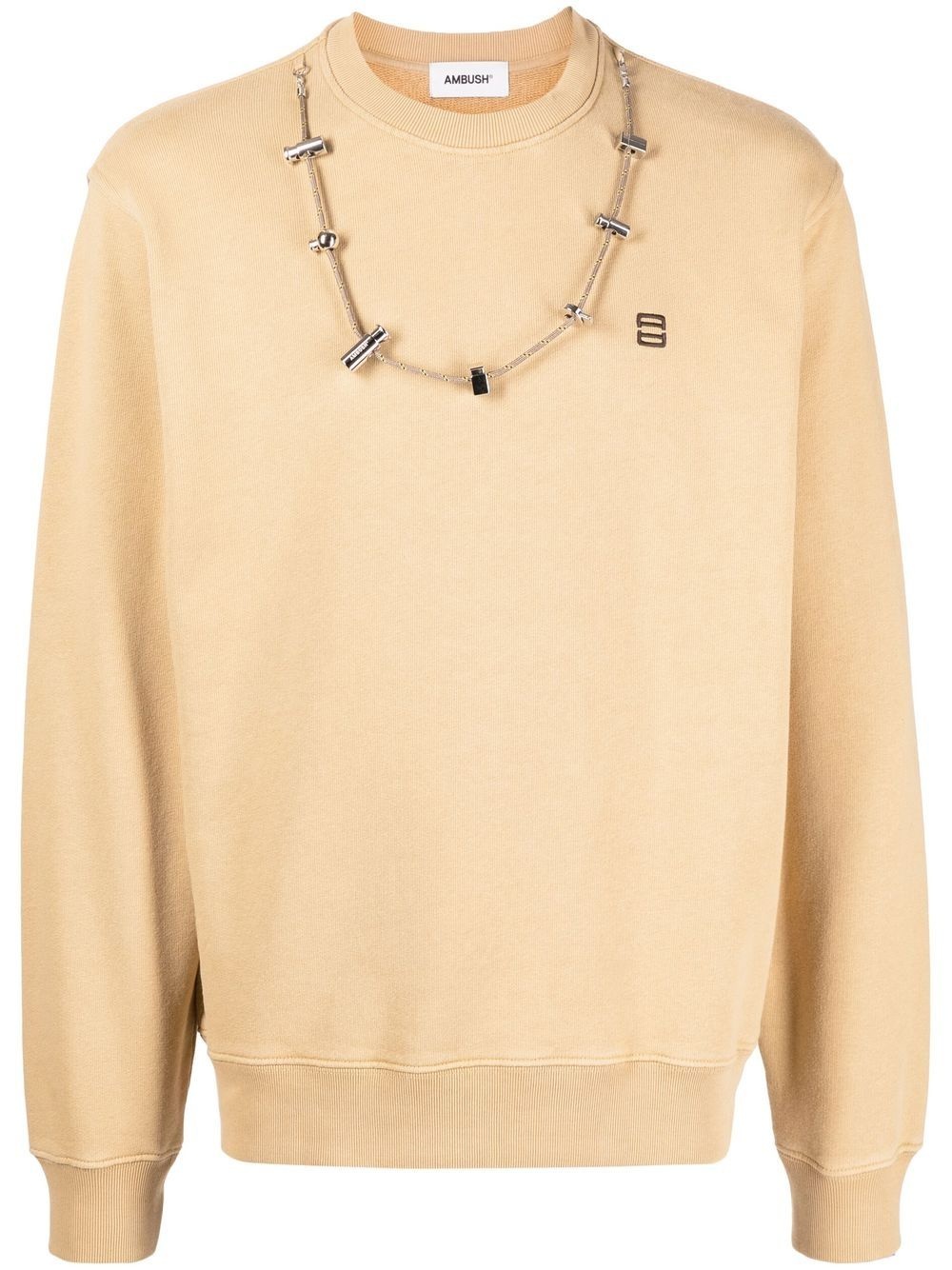 stopper-detail cotton sweatshirt - 1