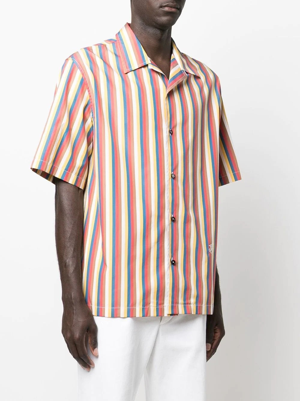 stripe-print short-sleeved shirt - 3