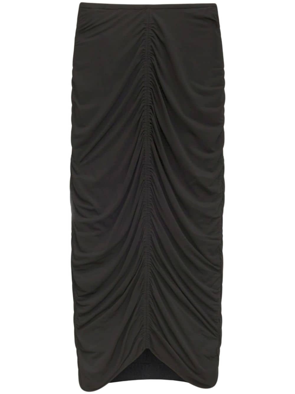 high-waisted ruched midi skirt - 1