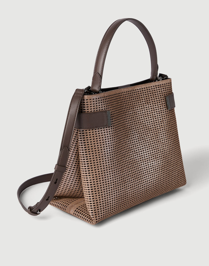 Essence top-handle bag in sparkling net leather with monili 3