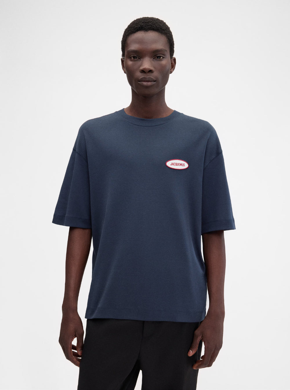 Jacquemus Men 'Le T-Shirt Stazione' Blu Crewneck T-Shirt With Logo Patch On The Front In Cotton Jers - 4