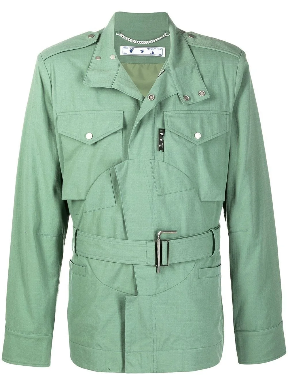 belted-waist military jacket - 1