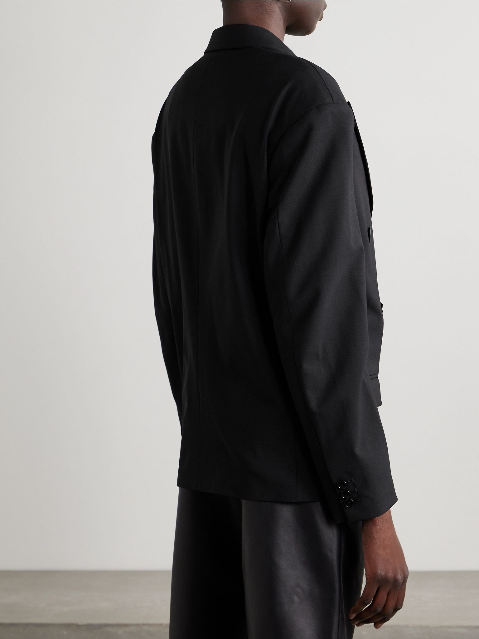 Klero double-breasted grain de poudre wool-blend blazer Black - 4