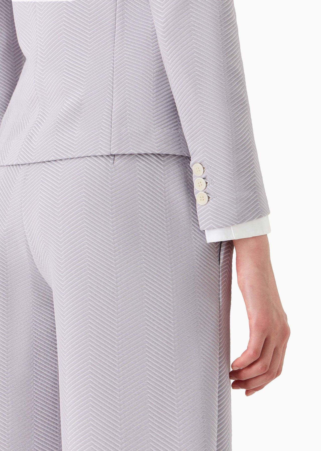 Jersey double-breasted jacket with embossed jacquard chevron motif - 6