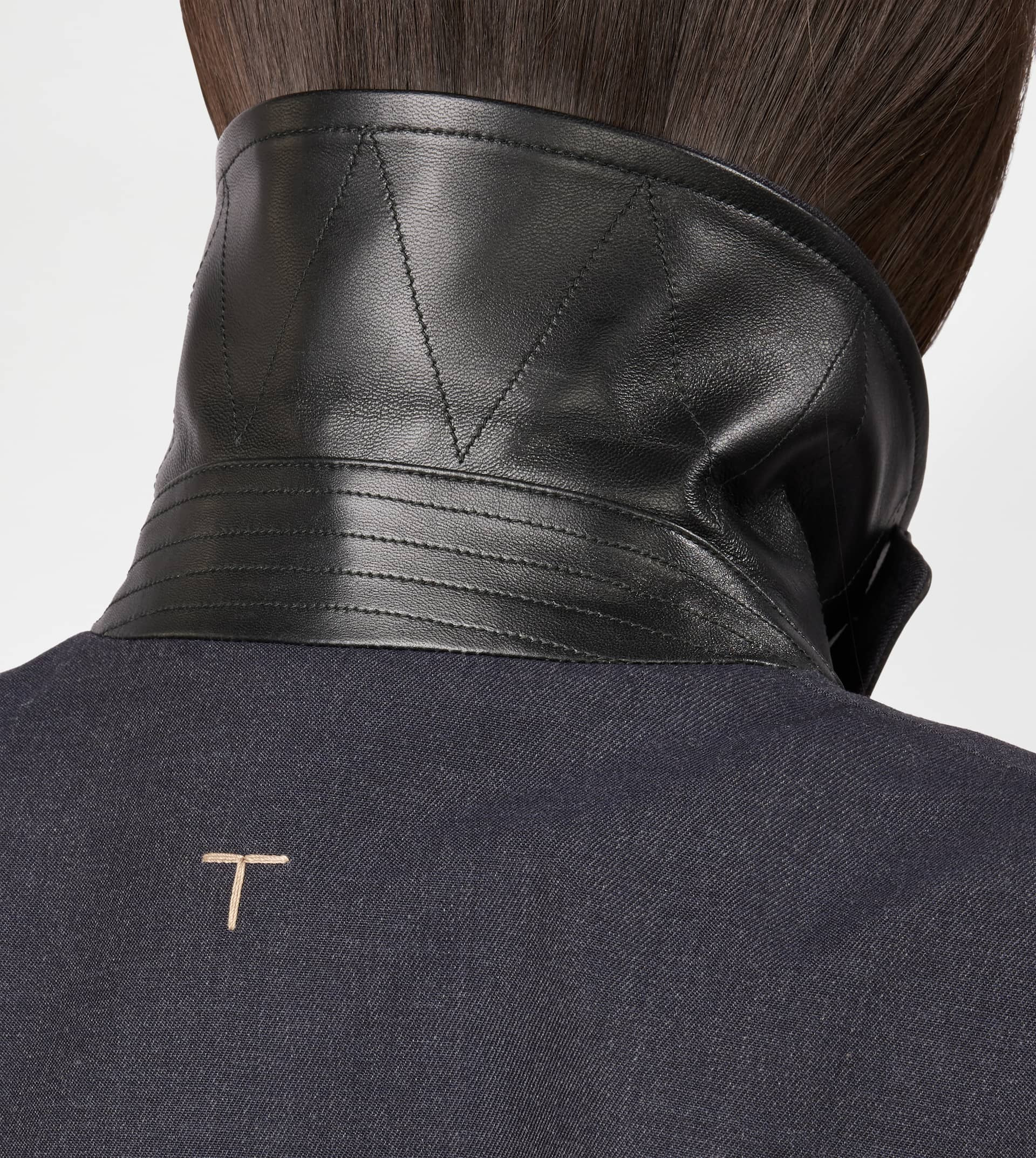 SHORT BOMBER JACKET IN WOOL GABARDINE - BLUE - 6