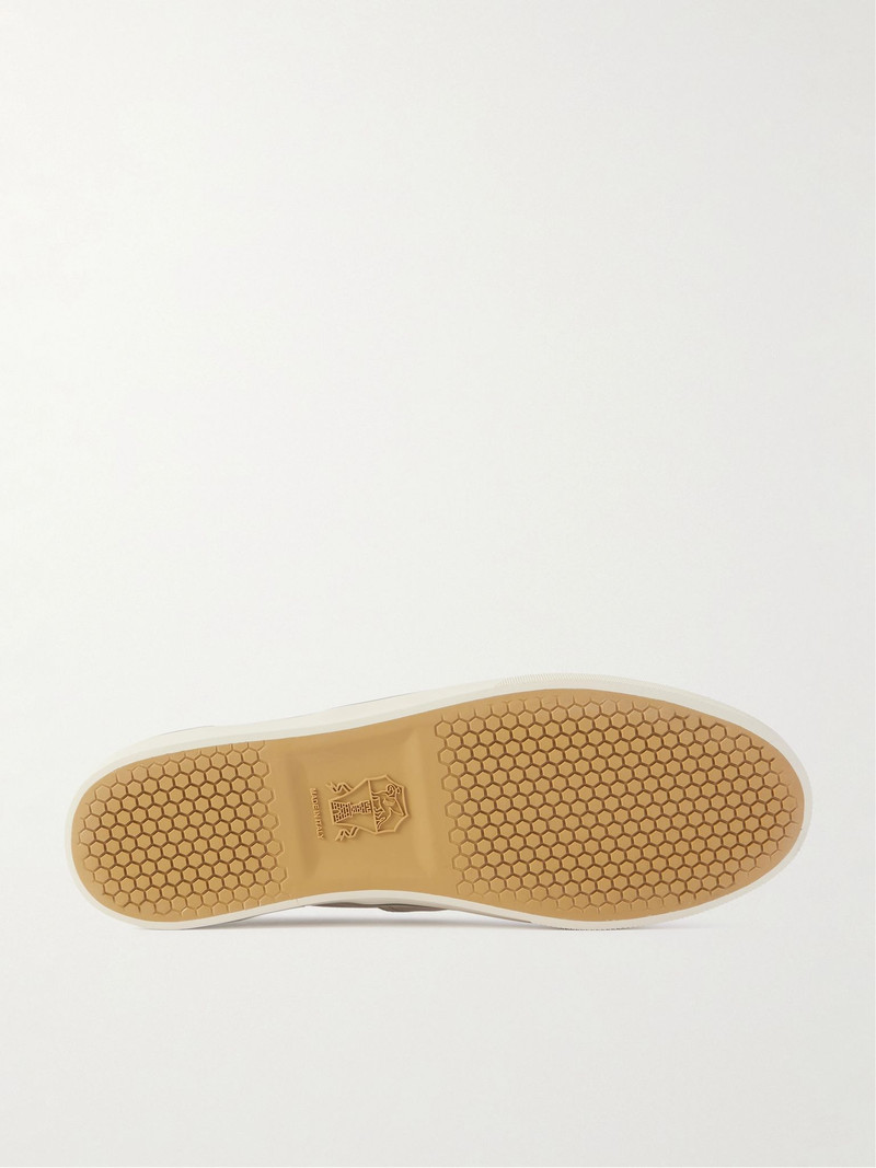 Brunello Cucinelli Leather-Trimmed Suede Sneakers Beige outlook