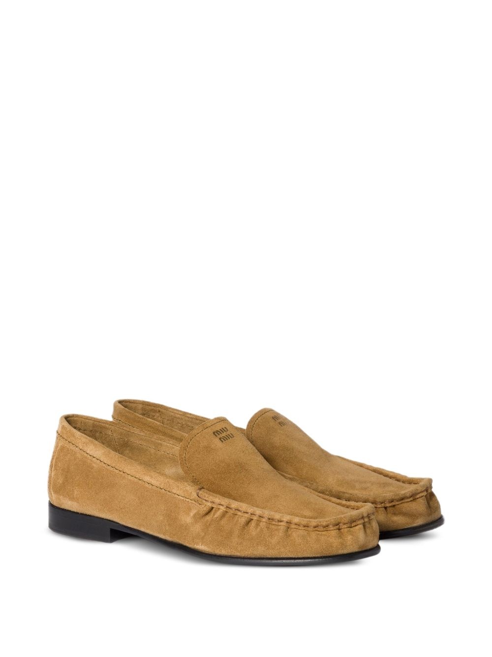 embossed-logo suede loafers - 2