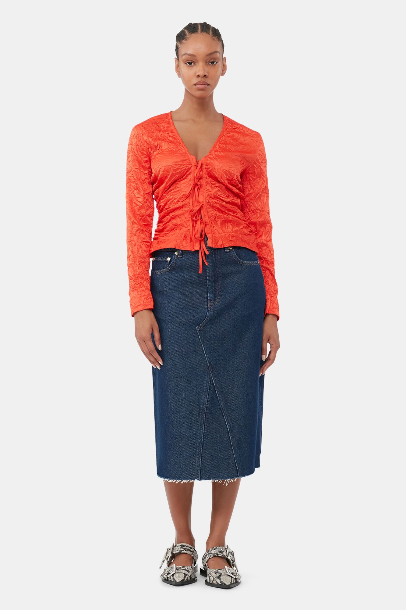 HEAVY DENIM MIDI SKIRT - 2