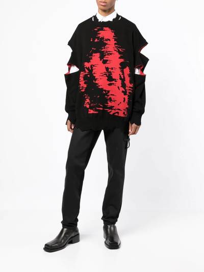 TAKAHIROMIYASHITA TheSoloist. distressed-effect intarsia-knit jumper outlook