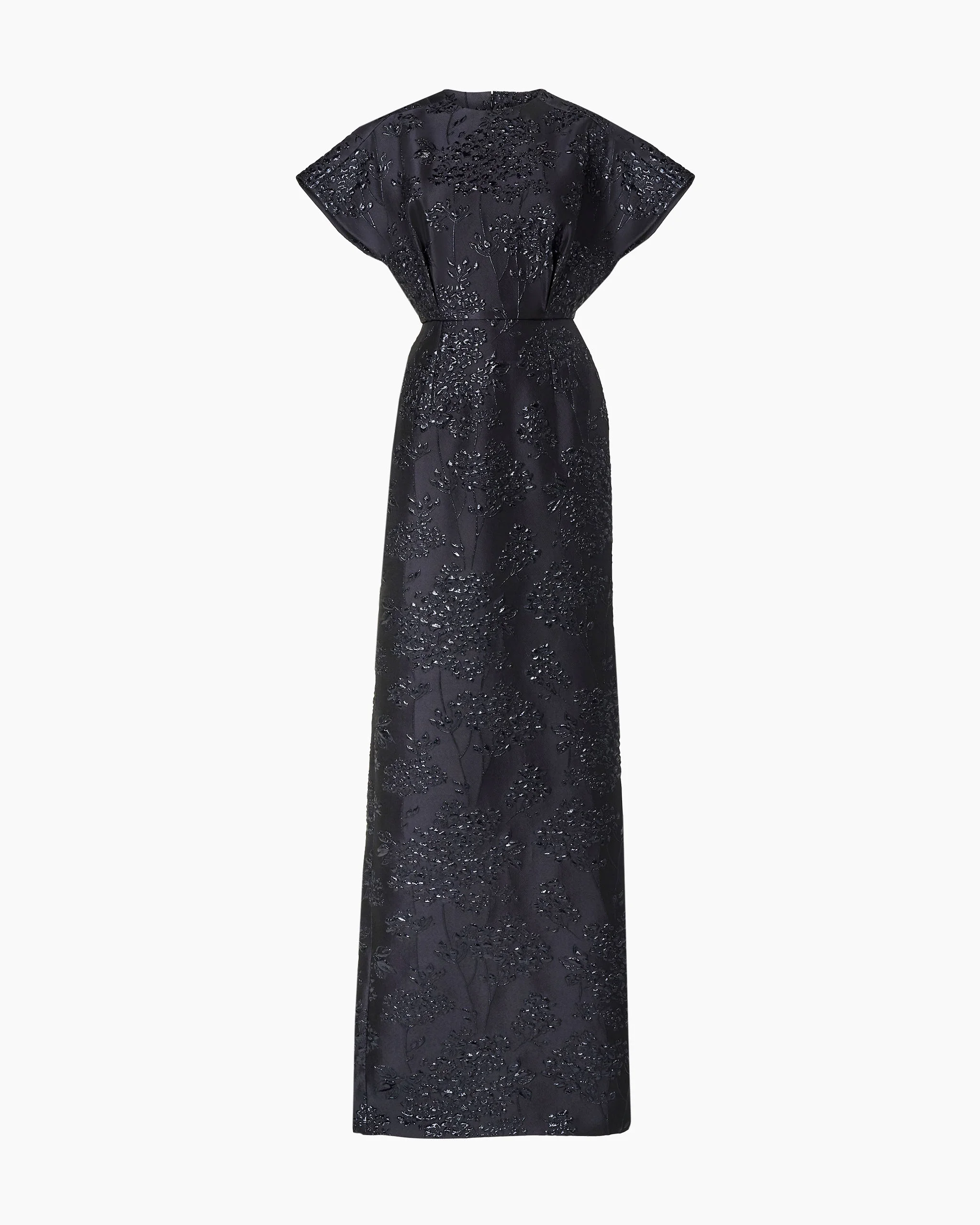 Floral Lurex Jacquard Fan Bodice Gown - 1