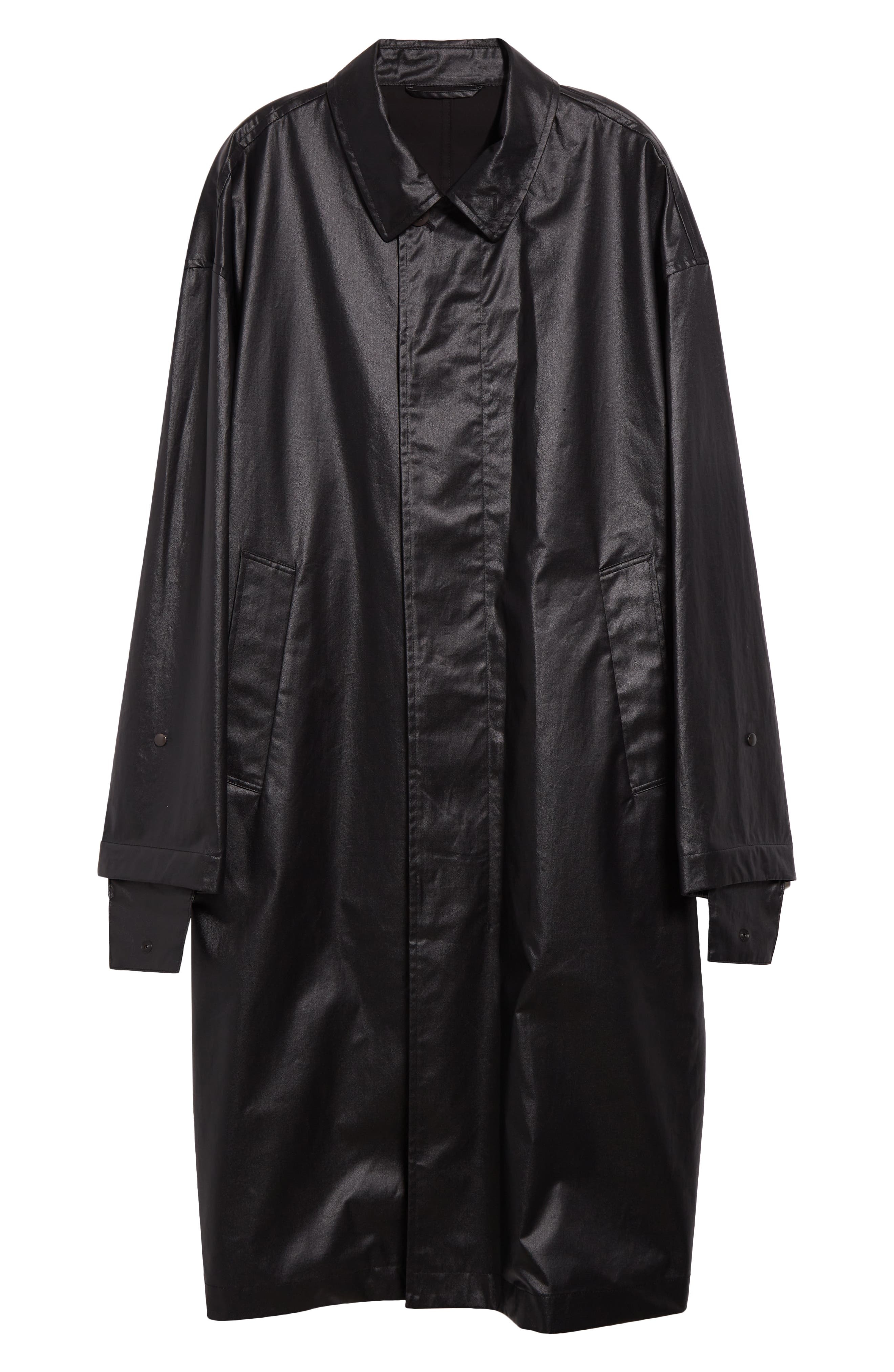 Lemaire Boxy Coated Water Repellent Rain Coat in Ash Black at Nordstrom - 7