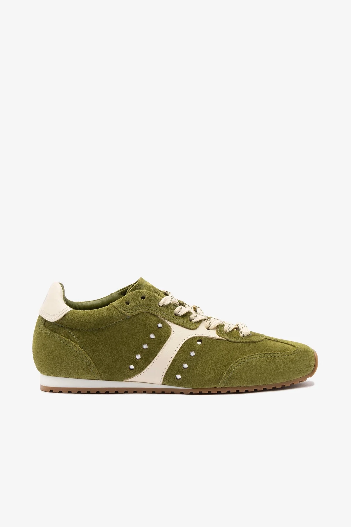 Stella Sneaker In Seaweed Suede and Ivory Leather - 1