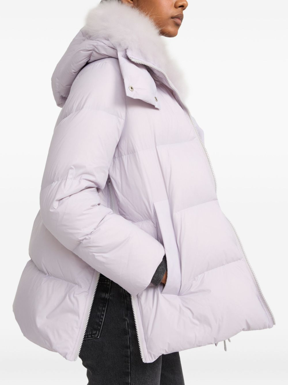 lambshearling-collar down coat - 5