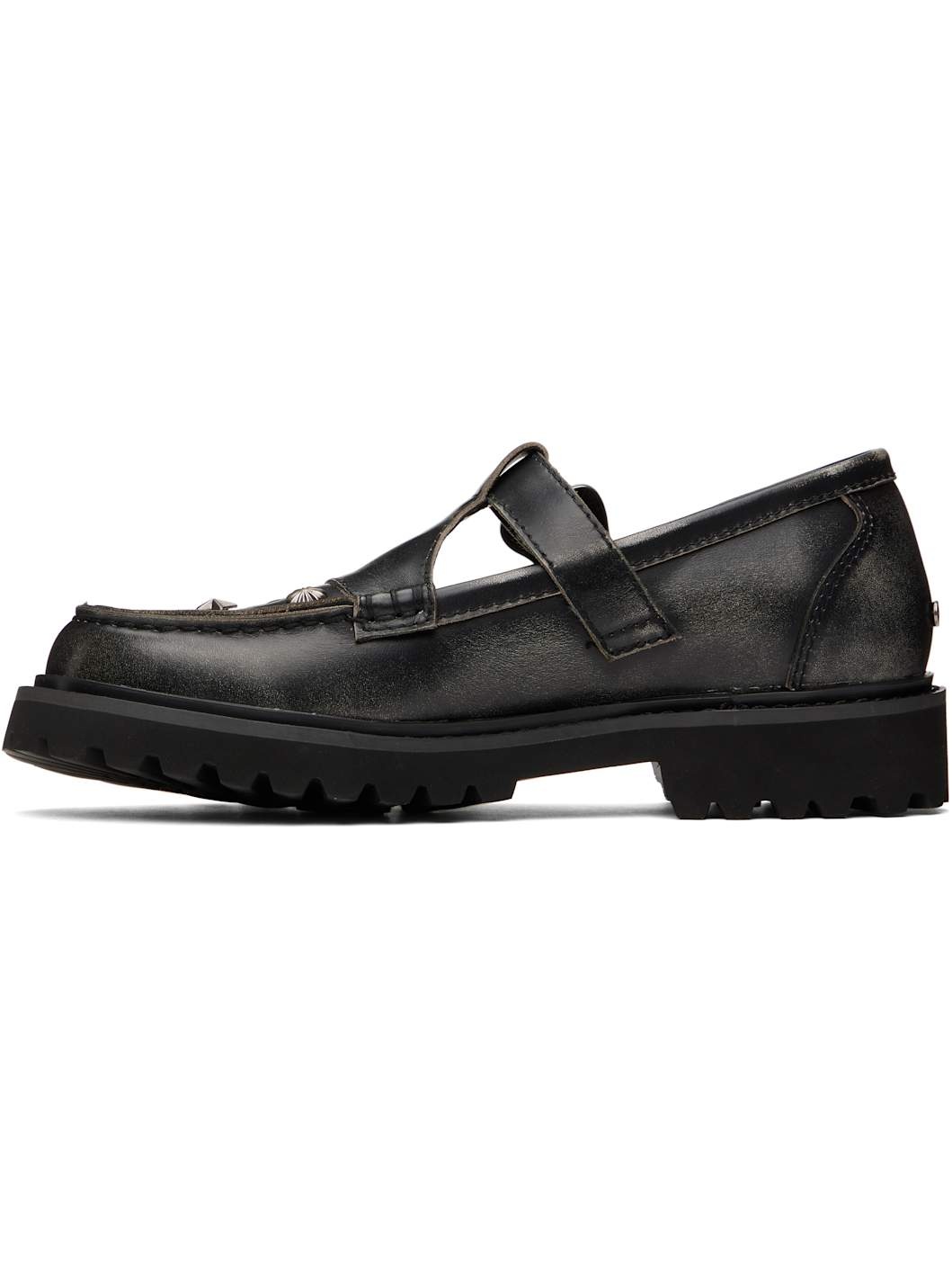 Black Western Mary Jane Loafers - 3
