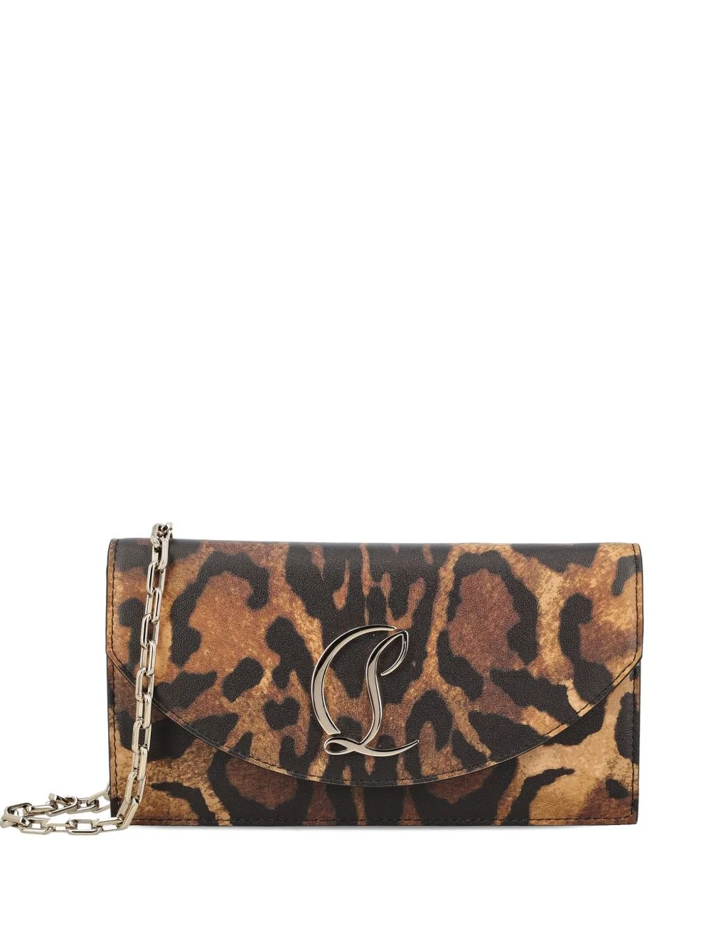 Loubi54 leopard-print chain clutch - 1