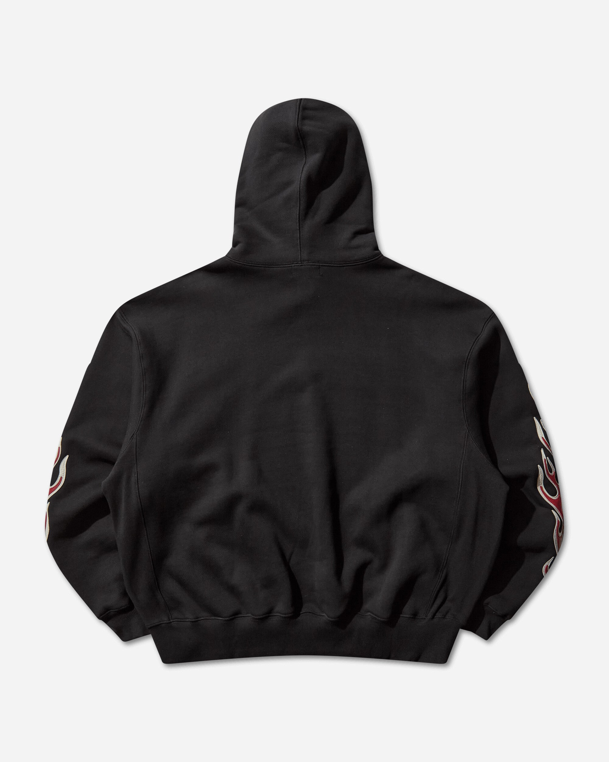 Men's Leather Flame Hoodie Black - 2