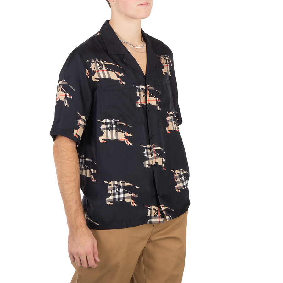 Burberry Equestrian Knight-Print Silk Shirt - 4
