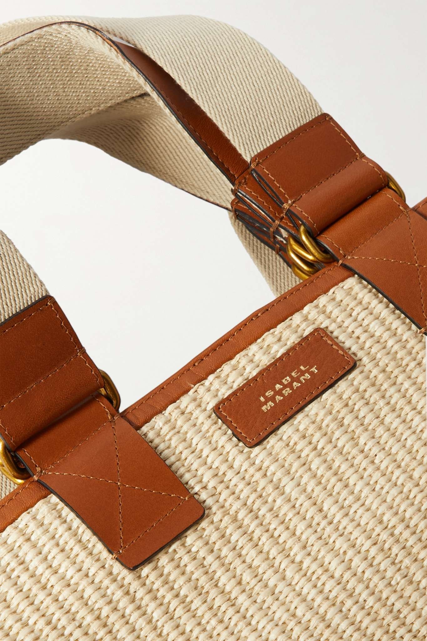 Wardy leather-trimmed raffia tote - 4
