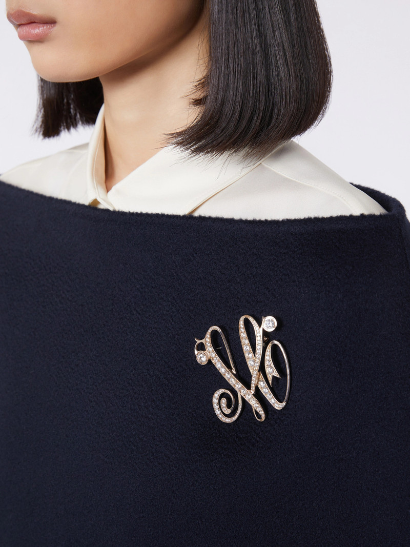 MAGENTA Monogram brooch with rhinestones - IVORY 4