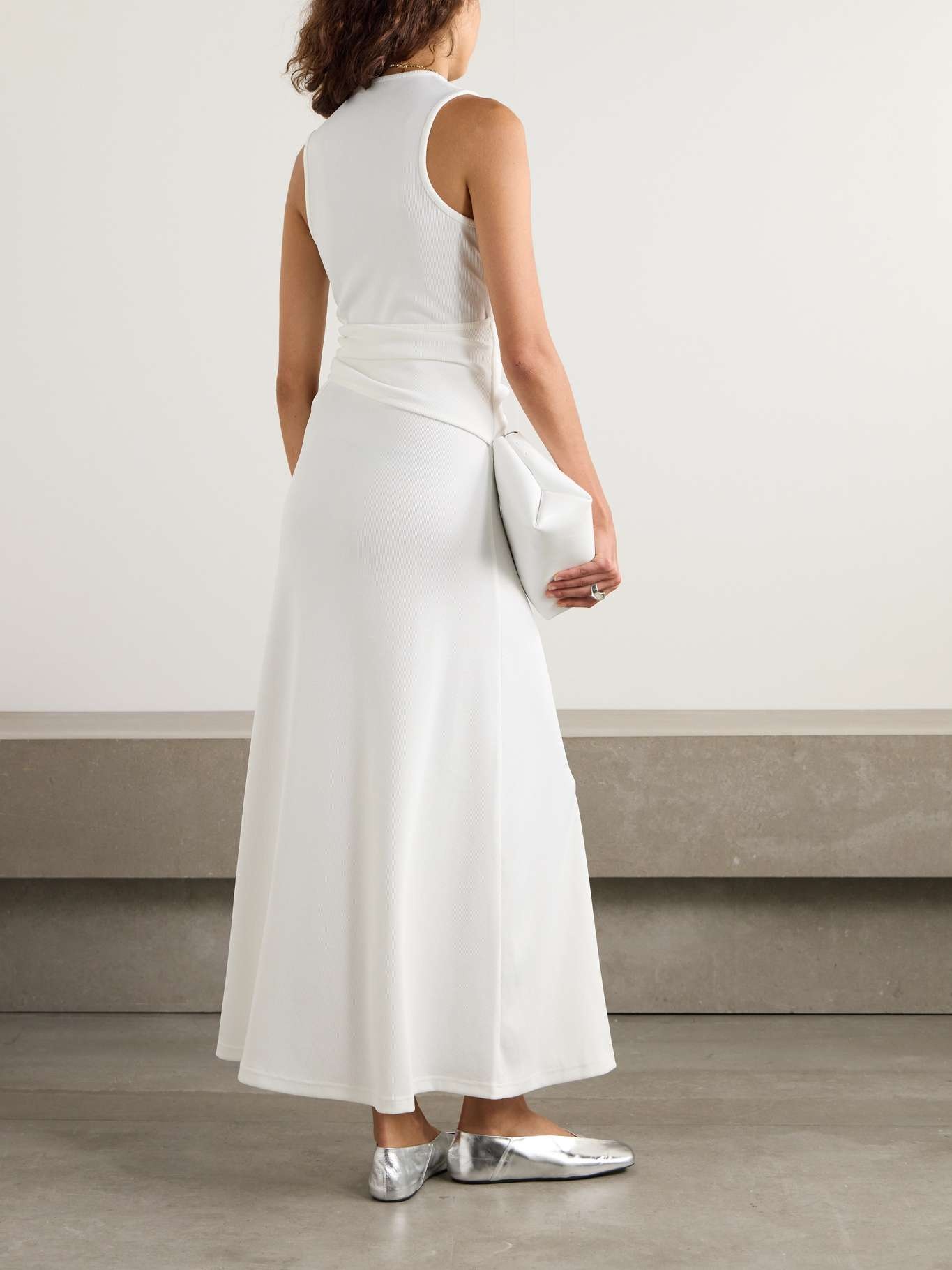 Moodstone embellished wrap-effect cutout ribbed stretch-jersey maxi dress - 3
