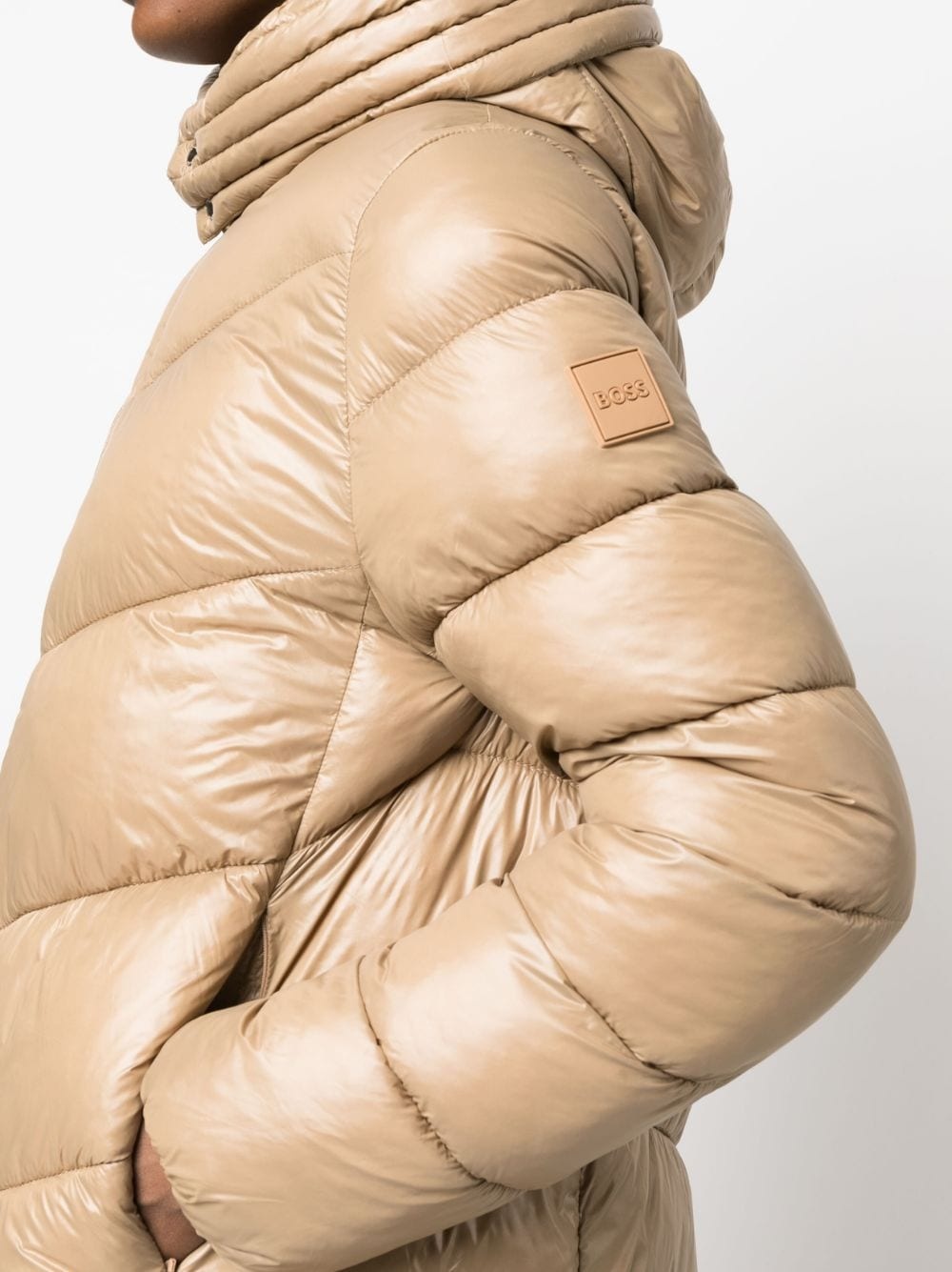 funnel-neck quilted raincoat - 5