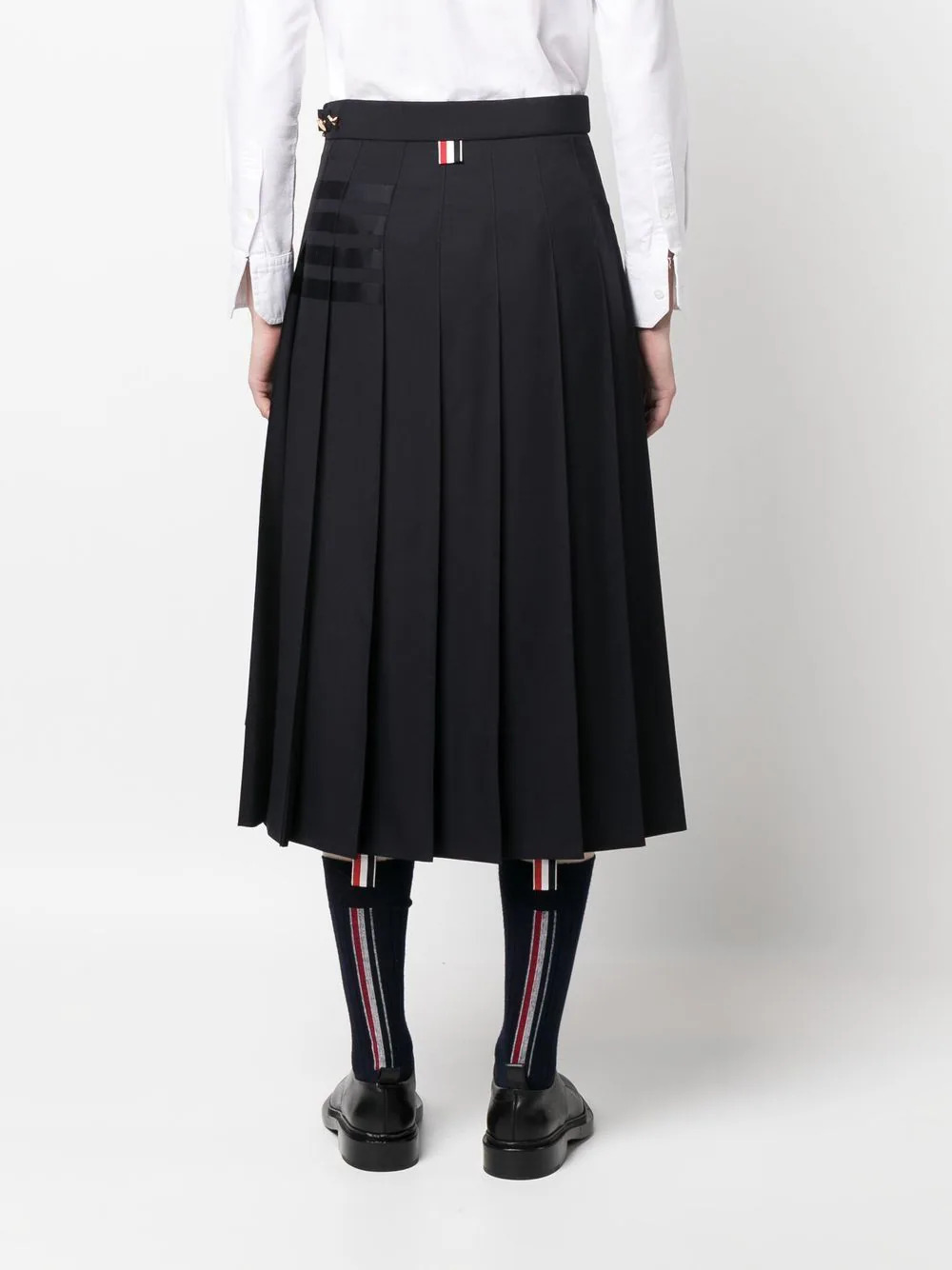 Wool Plain Weave Pleated 4-Bar Skirt - 4