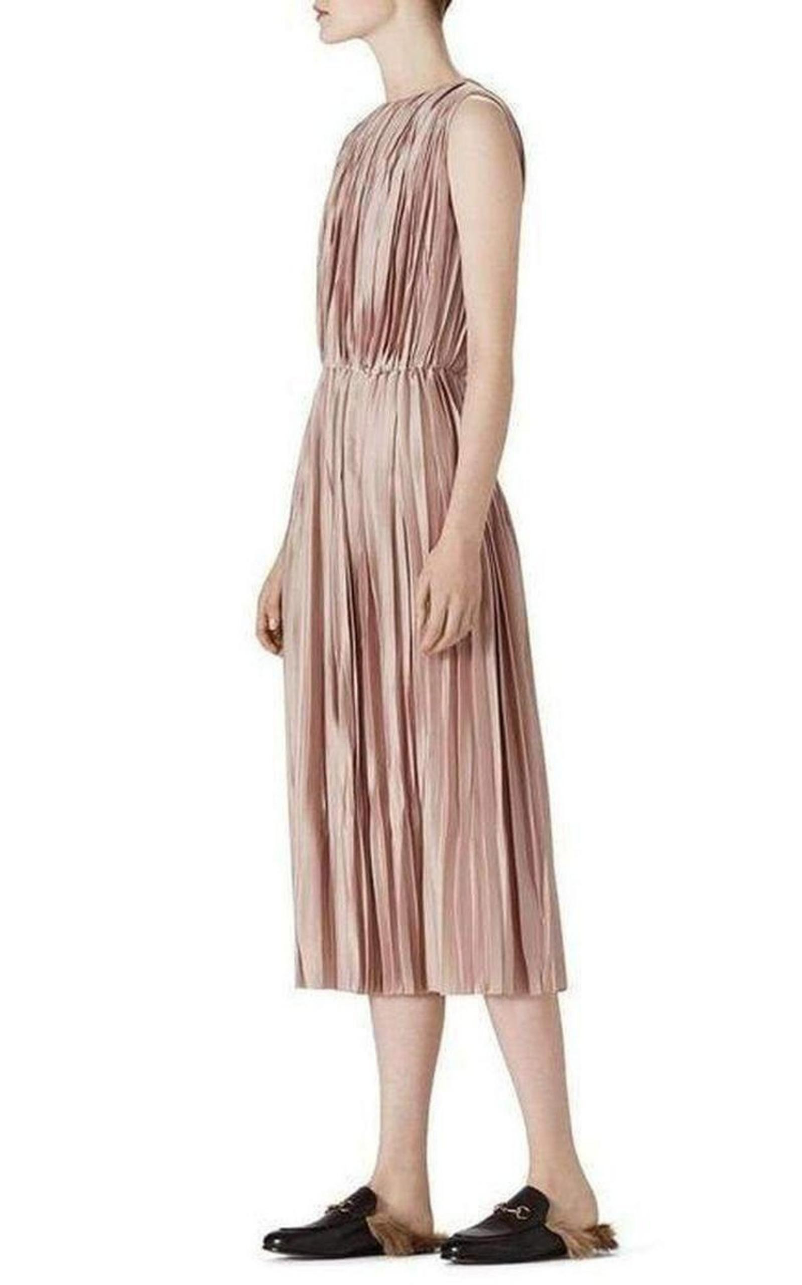 Pink Poly Satin Plissé Dress - 5