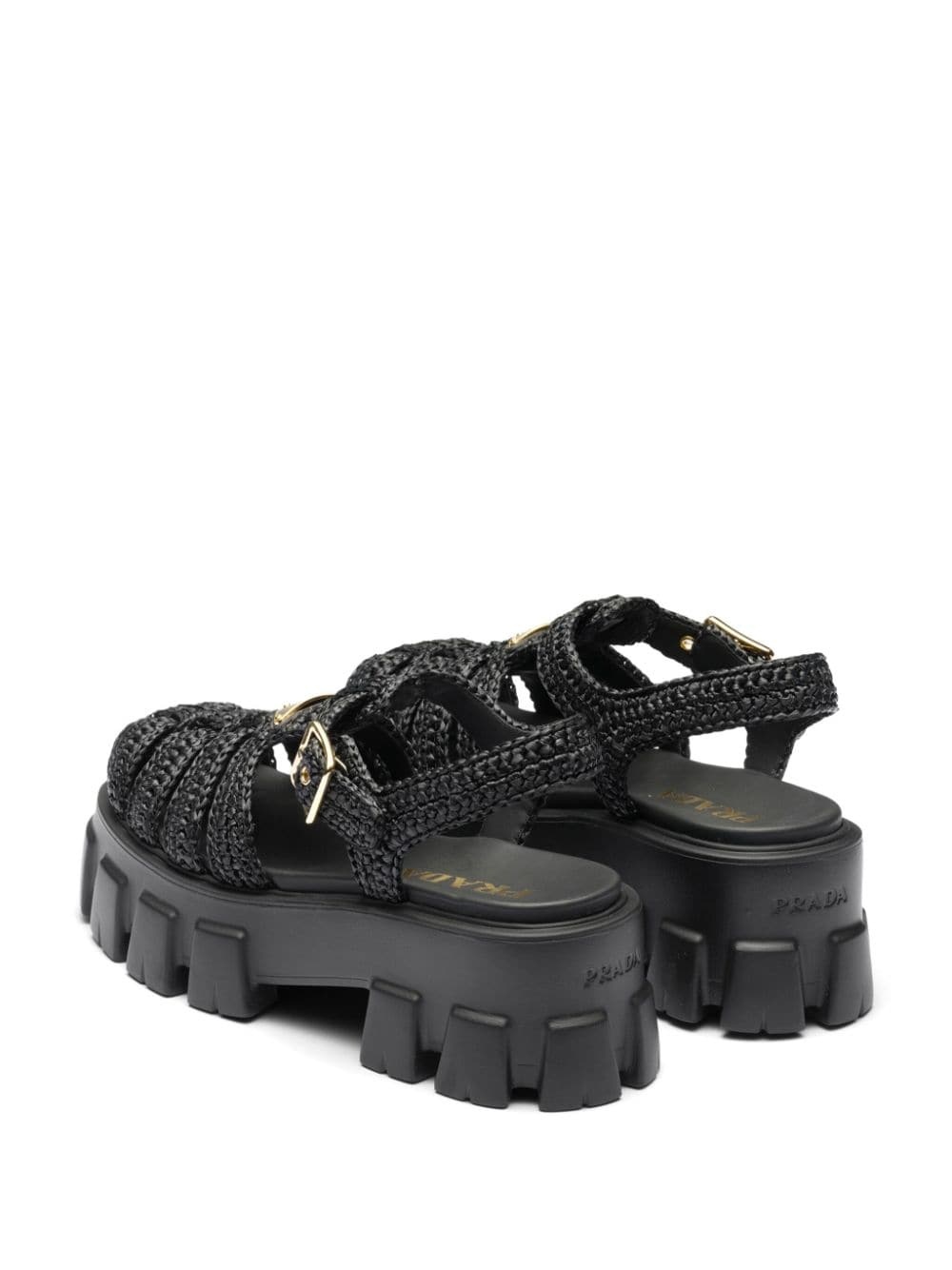 caged flatform raffia sandals - 3