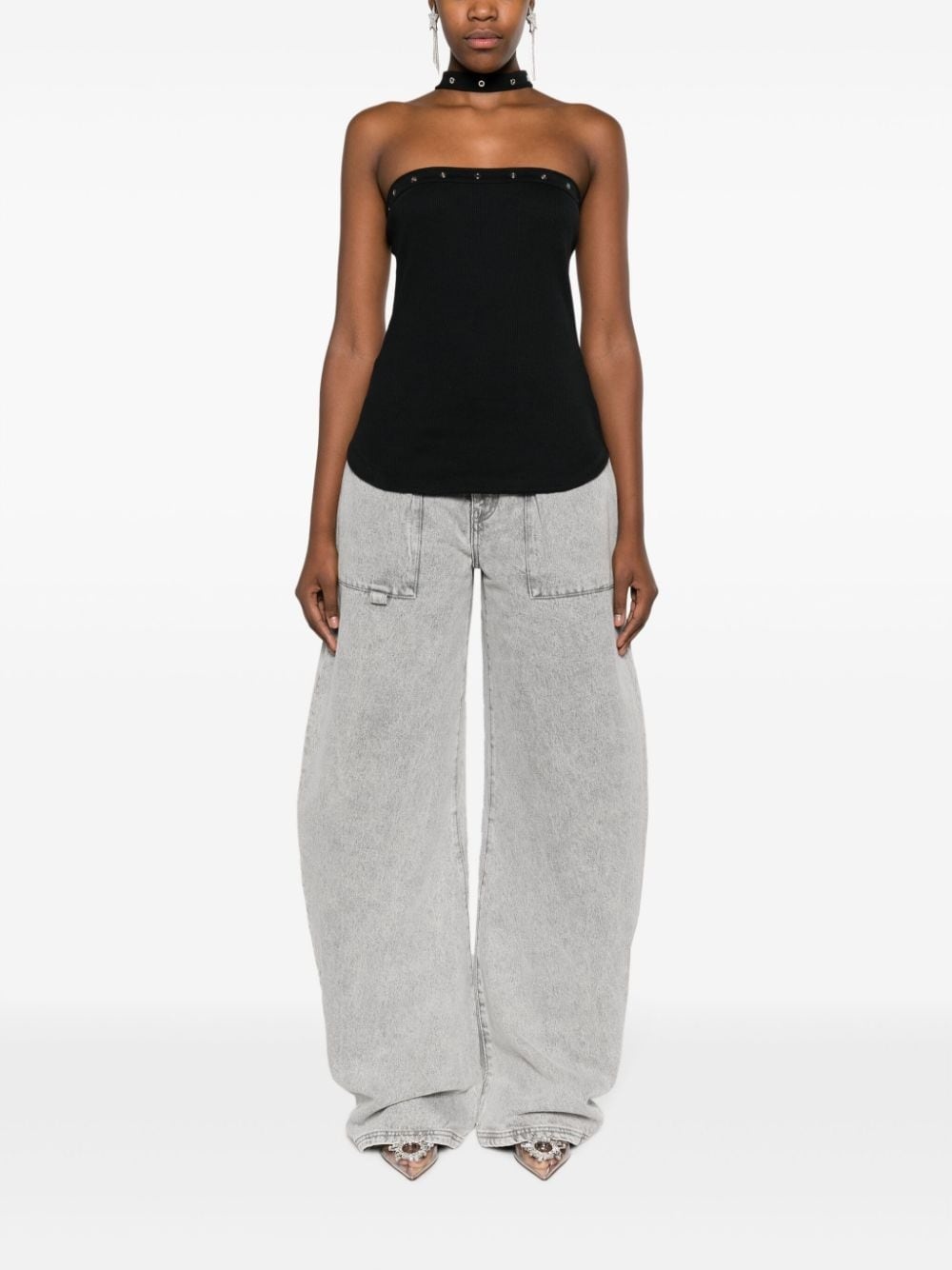 halterneck ribbed cotton tank top - 2