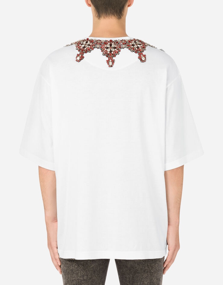 Cotton T-shirt with DG logo and crystals - 2