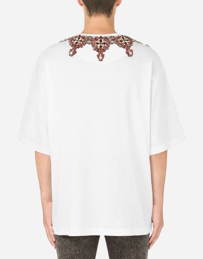 Dolce & Gabbana Cotton T-shirt with DG logo and crystals outlook