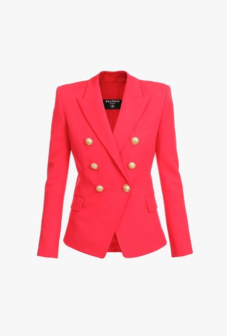 Fuchsia wool blazer with gold-tone double-breasted buttoned closure - 1
