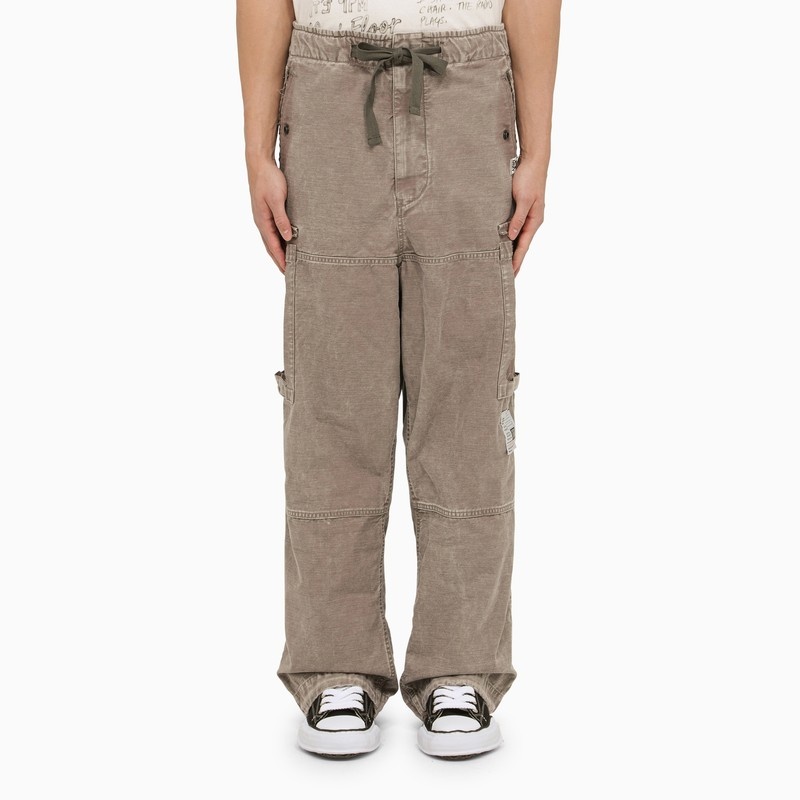 Grey washed effect cotton trousers - 1