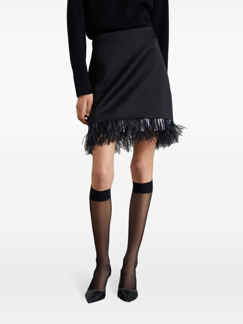 feather-trimmed miniskirt - 3