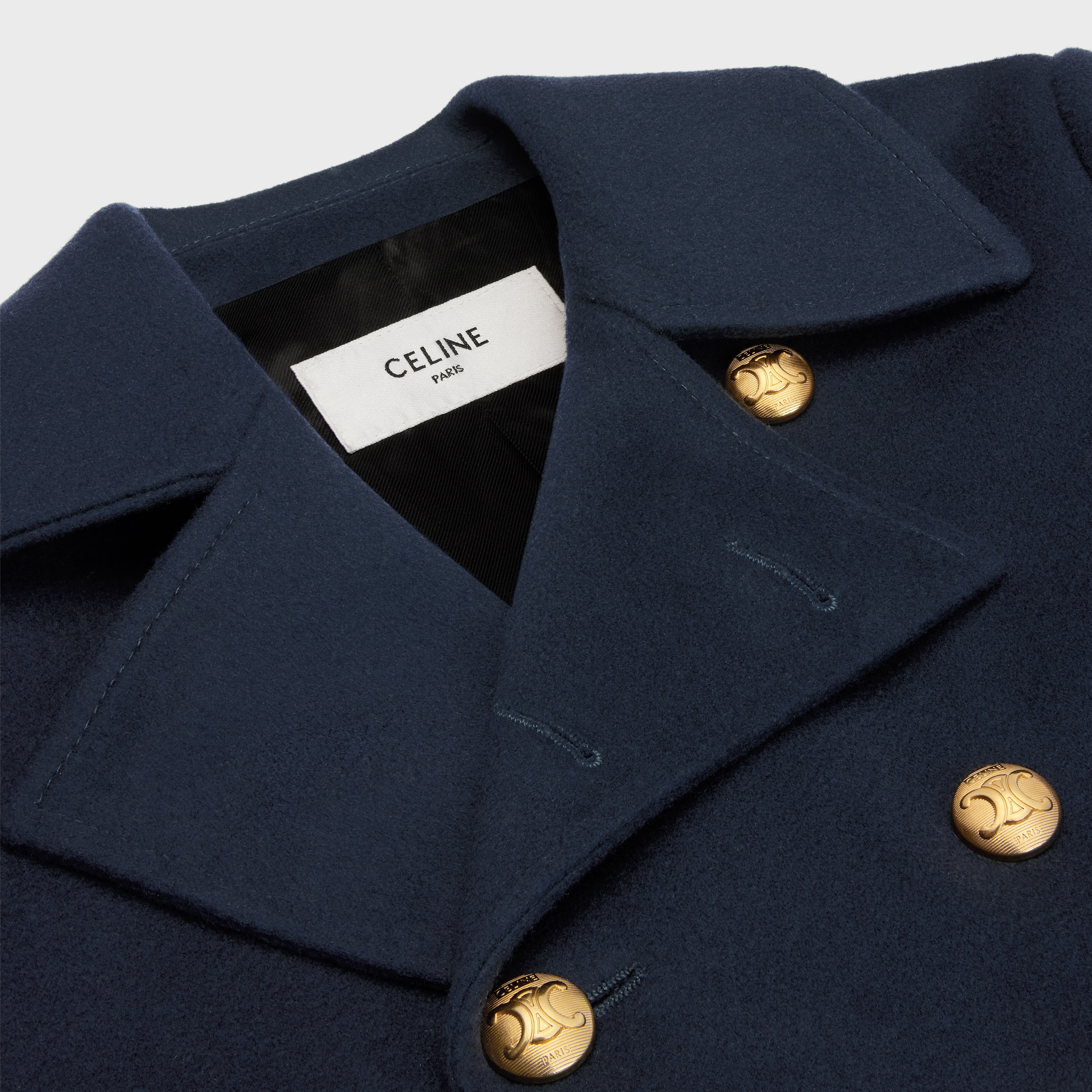 ムートン・ファーコート CELINE | CROPPED CHELSEA COAT IN WOOL CLOTH 2M16B998K.07MR CELINE Cropped chelsea coat in wool cloth | 24s | REVERSIBLE