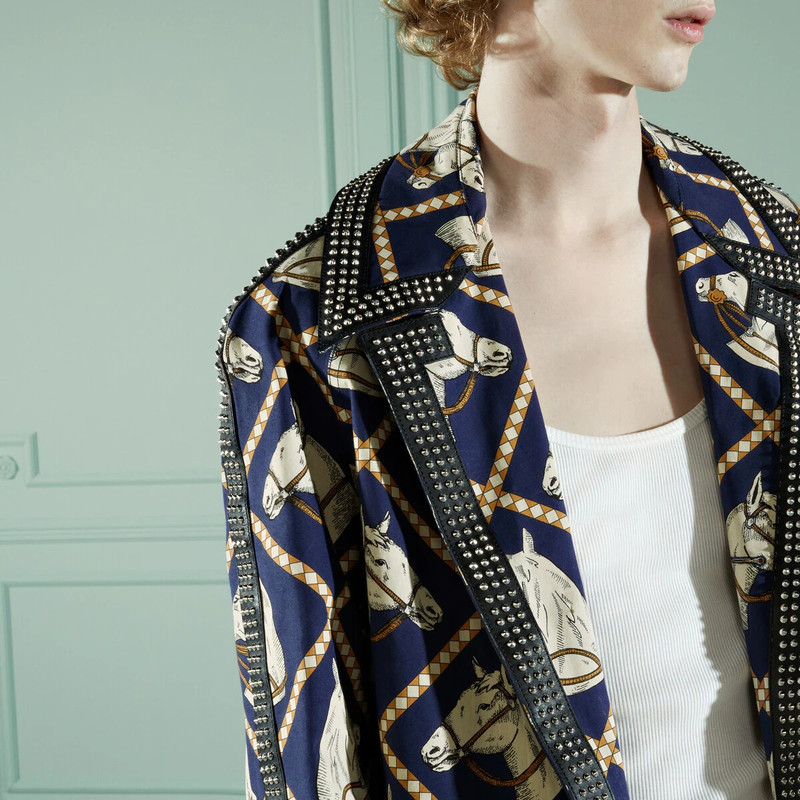 Equestrian print cotton coat 4