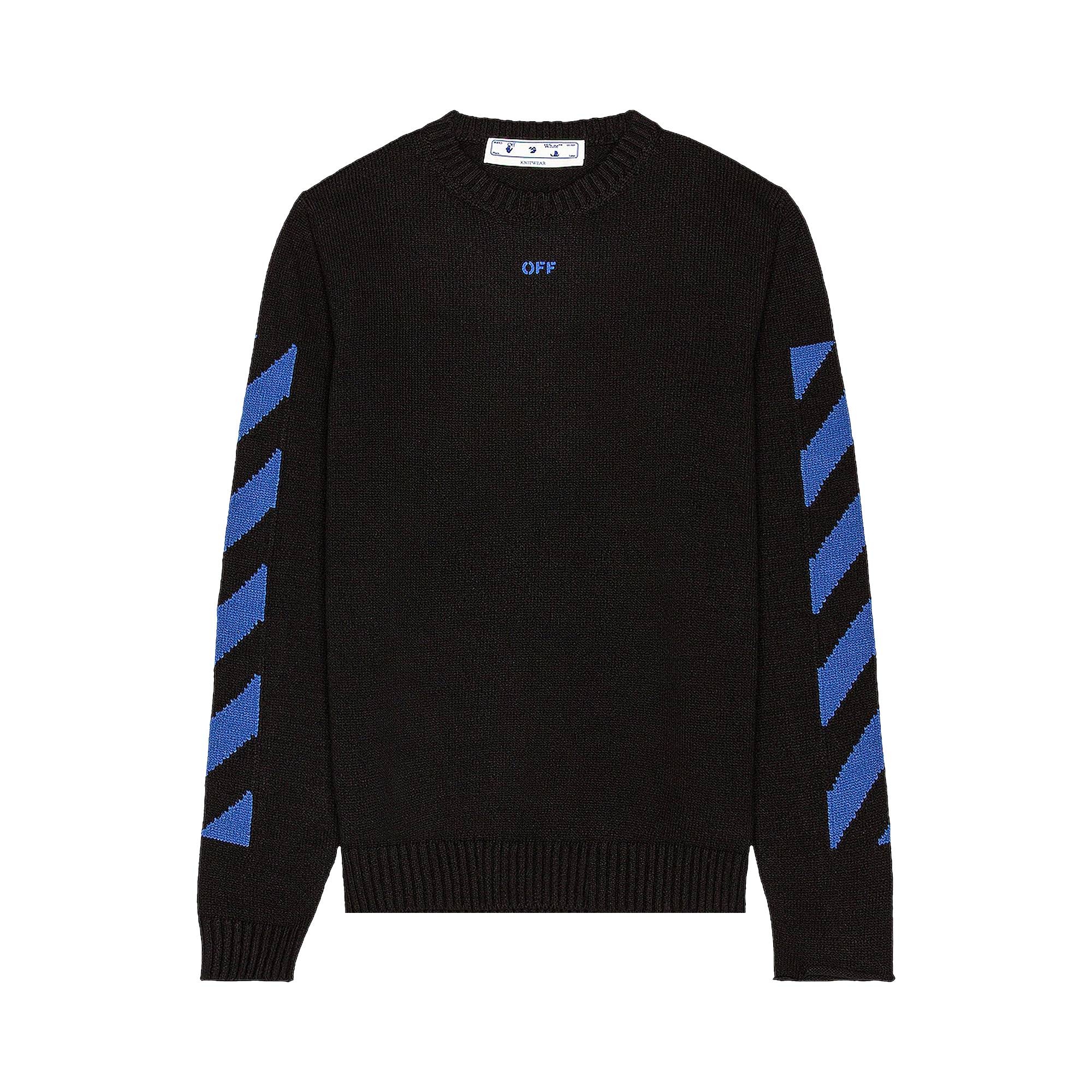 Off-White Diag Knit Crewneck 'Black/Blue' - 1